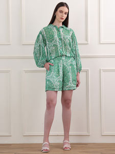 <b>Women</b> <b>Red</b> Printed Casual Long Sleeves Shirt Collar Flow & Flair Co Ords Set - Product Image 5