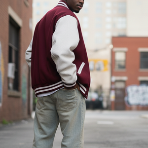 Top Trending Vintage Wool Chenille Embroidery Logo <b>Canvas</b> <b>Long</b> Sleeve Baggy Winter Varsity Jacket Men - Product Image 6