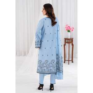 Conjunto de Traje Jacquard Azul de 3 Piezas Sin Coser para Mujer - Product Image 6