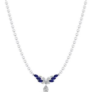 REYES Colgantes de piedras preciosas de zafiro azul de 2,75 quilates con corte de pera de alta calidad en collares de moissanita de Plata de Ley 925 para mujer - Product Image 3