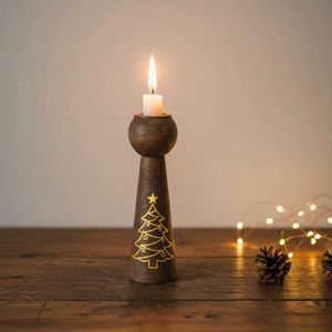 Candelabro de Madera de Seis Columnas, Adecuado para Decoración del Hogar, Centro de Mesa e Iluminación Festiva, Hecho a Mano en India - Product Image 1