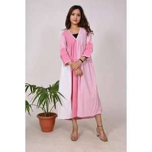 Robe Boho en coton pour femmes Robe longue faite à la main Robe ethnique d'été Tenue de fête élégante en tissu Handloom - Product Image 4