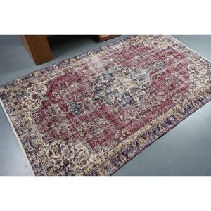 Alfombra turca Vintage roja y azul de 4,4X7,3 pies, área grande de lana, algas marinas, retales de látex para adolescentes, pasillo rectangular para habitación - Product Image 2