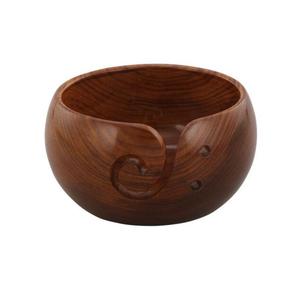 Haute qualité Acacia bois fil bol tricot accessoires Table décoratif bois Crochet fil boule bols pour stockage Logo personnalisé - Product Image 3
