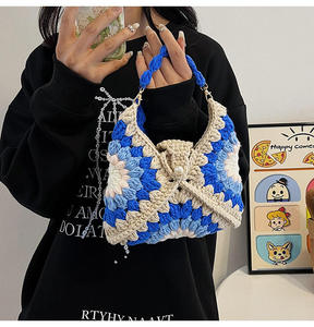 Crochet Handmade Cotton Fashion Open Portable Sunflower Pattern Large Capacity Medium Shoulder Crossbody <b>Bag</b> Women's Single - Product Image 6