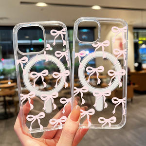 Custodia magnetica ricaricabile Bowknot trasparente per telefono cellulare su misura all'ingrosso accessori per telefono <span class=keywords><strong>Barbie</strong></span> per iPhone 17 Pro Max - Product Image 1