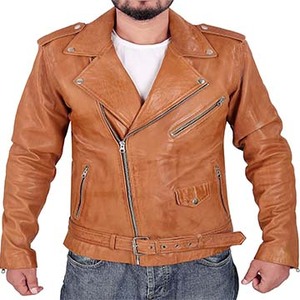 Chaqueta de cuero ajustada para hombre de estilo americano con cuello levantado Moda de calle de invierno - Product Image 1