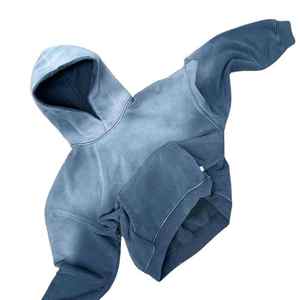 Sudadera con capucha desgastada de gran tamaño, parche personalizado, apliques, diseño bordado, lavado ácido, 100% algodón, invierno, personalizar, 2 uds., teñido liso - Product Image 3