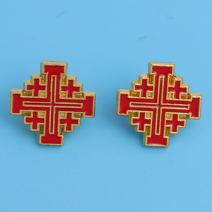 Men Đỏ Mạ Vàng Christian <span class=keywords><strong>Crusaders</strong></span> <span class=keywords><strong>Jerusalem</strong></span> Cross Pin Với Ly Hợp Trở Lại - Product Image 4
