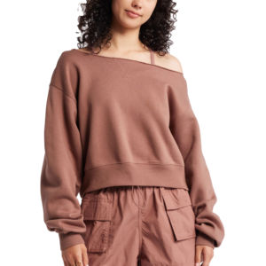 Gym Fitness Jumper Sweater Crewneck Custom Logo Off Shoulder Sweatshirt pour les femmes en French Terry - Product Image 1