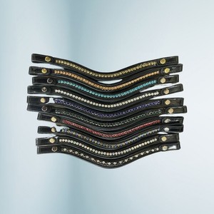 Cintas para la Cabeza de Cuero con Cristales Decorativos y Botones a Presión, Hechas en India, Productos Ecuestres - Product Image 1