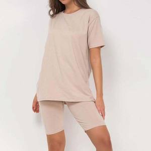 New <b>Short</b> <b>Sleeve</b> Casual Sportswear Women Loose Two Piece Sets Fitness <b>Tops</b> T-shirt <b>Shorts</b> Suit Cotton Breathable Summer Wear - Product Image 1