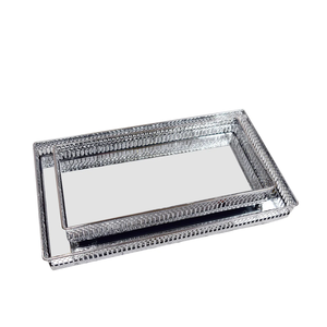 Plateau de service en acier inoxydable Table de maison de mariage Plateau de service alimentaire Design royal Plateau de cuisine en métal pour la maison - Product Image 4