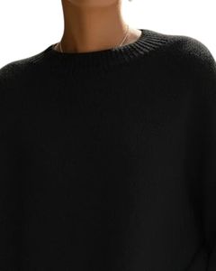 Customized Women Black Oversized Knit Poncho Sweater Winter Loose Fit Batwing Sleeve Soft Warm Pullover Casual Fashion Top - Product Image 4