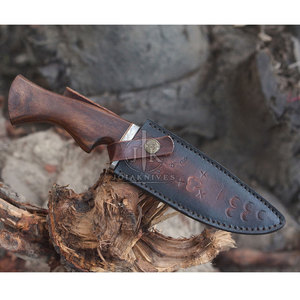 Couteaux de chasse personnalisés avec logo OEM, couleur unie, manche en bois, lame en acier inoxydable à pointe tombante, garantie de 3 ans - qualité industrielle - Product Image 6