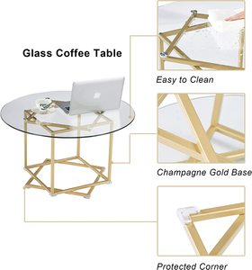 Adiba ของตกแต่งบ้านทำด้วยมือทันสมัยแบบดั้งเดิมที่แข็งแรงทนทานโต๊ะกาแฟกระจกนิรภัยแบบยืดขยายได้สำหรับรับประทานอาหารในห้องนั่งเล่น - Product Image 3