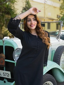 Plus size Women <b>Indian</b> Ethnic Solid Black lace Cotton Shirt Kurta with <b>Trouser</b> Suit Women traditional Dress XS to 6XL girls - Product Image 6