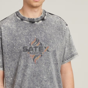 เสื้อยืดผู้ชายทรงโอเวอร์ไซส์ ผ้าคอตตอน 100% ลายเรียบ สไตล์สตรีท ลวดลายทึบ ทรงยาว  ซักย้อมสีแบบแอซิดวอช ป้องกันรอยยับ  รับสกรีนโลโก้ตามแบบ - Product Image 2