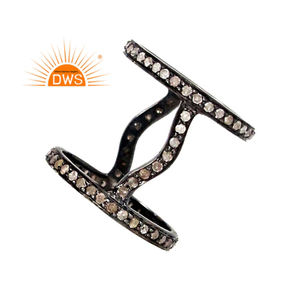 Anillo de Plata de Ley 925 con Doble Banda y Diamantes Naturales de 2.9 Quilates, Joyería de Diseño, Superventas - Product Image 1