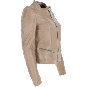 Chaquetas de cuero genuino tejidas para mujer, elegantes, al por mayor, OEM, personalizadas, transpirables, para motociclistas - Product Image 3