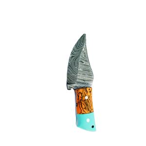 Cuchillo de bolsillo Skinner de hoja fija de Damasco hecho a mano de 4 pulgadas, de moda, superventas, OEM, precio económico, con mango completo - Product Image 3