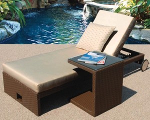 Chaise longue pliante en poly rotin PRSB-064 avec coussin pour utilisation en extérieur, parc, villa, hôtel - Product Image 5