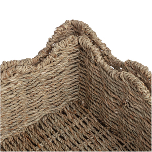 Vietnam Handmade Seagrass Woven <b>Storage</b> <b>Baskets</b> Set with Wavy Edge for Home Organization and Rustic Decor Use - Product Image 2