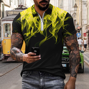 Venta al por mayor personalizado 100% poliéster hombres para Polo estilo de moda llama patrón cruzado transpirable tejido de punto precio - Product Image 5