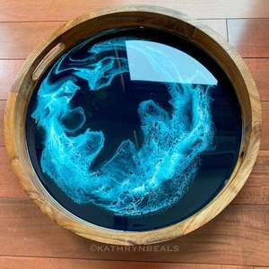 High Quality Luxury Resin Wood Serving Tray Epoxy Serving Tea Breakfast Food Serving Tray Wholesale <b>Restaurant</b> & <b>Hotel</b> <b>Supplies</b> - Product Image 2