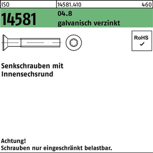 Countersunk <b>Screw</b> ISO 14581 ISR M4x40 T20 04.8 1000 Pcs Pack - Product Image 1