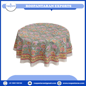 New Arrival Woven Jacquard <b>Tablecloths</b> Events HandBlock Printed Well Absorbing 100%Cotton 20 Sheeting <b>Tablecloth</b> 180 Cms Bulk - Product Image 2