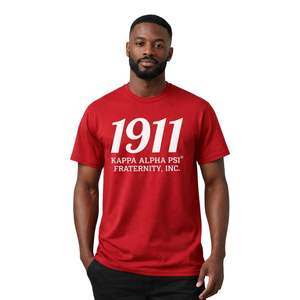 1911 Kappa Alpha Psi Fraternity Chenille <b>T</b> <b>Shirt</b> <b>True</b> To Size Premium Cotton Embroidered Greek Letter Crest <b>Classic</b> Apparel - Product Image 1