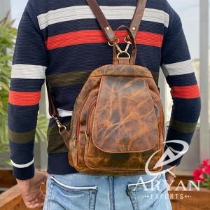 มาใหม่ล่าสุดกระเป๋าเป้สะพายหลังหนังครัชมีสไตล์หลายใช้ร้อนขายหนังแท้ U Nisex กระเป๋าเป้สะพายหลังเดินทางขายส่งผลิตภัณฑ์จํานวนมาก - Product Image 1