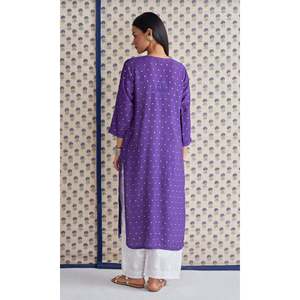 ชุดเดรสอินเดียทำด้วยมือสไตล์ชิคาคาริสีม่วงแบบตรงชุดเดรสอินเดียสไตล์ปากีสถานหรืออนาคาลี - Product Image 1