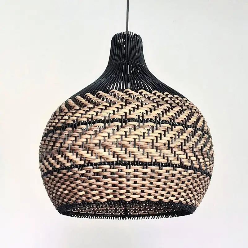 Sıcak ürün Rattan abajur el yapımı Modern asılı kolye ışık hasır Seagrass abajur şapkası oturma odası ev dekorasyon kapakları