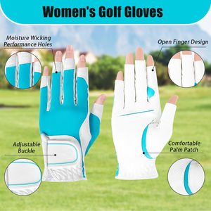 Gants de golf pour femmes pour l'été, en cuir de cabretta, ultra fins, respirants, adhérence douce, personnalisation de la marque, vente en gros - Product Image 3
