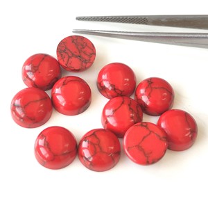 Howlite พลอยเทียมสีแดงสังเคราะห์แบบพิเศษ2มม.-50มม. หลังแบนหลวมอัญมณีทำสีเล่น - Product Image 3