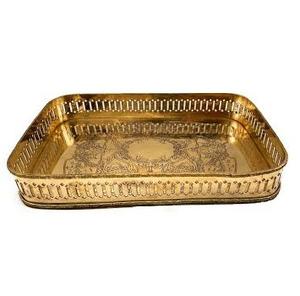 ถาดเสิร์ฟโลหะทำด้วยมือมาใหม่ถาดทองเหลืองโบราณพร้อมด้ามจับหรูหราถาดเสิร์ฟทองเหลือง - Product Image 3