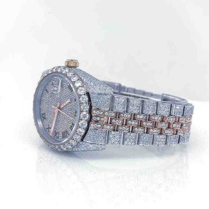 Precio de fábrica al por mayor, reloj deportivo clásico de acero inoxidable con diamantes cultivados en laboratorio, personalizable, de nuevo lanzamiento, con esqueleto de cristal. - Product Image 2