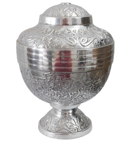 Urnes funéraires en aluminium de qualité supérieure pour adultes, couleur grise, avec autocollant drapeau américain pour cendres humaines - Product Image 2