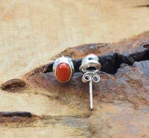 925 Solid <b>Sterling</b> <b>Silver</b> <b>Stud</b> Earrings Carnelian Gemstone Handmade Girls & Women's <b>Stud</b> Earrings <b>Silver</b> Jewelry - Product Image 4