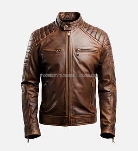 Veste de mode en cuir véritable à fermeture éclair personnalisée pour hommes de bonne qualité à des tarifs de gros Veste en cuir de couleur personnalisée pour hommes - Product Image 1