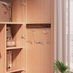 Ensemble de porte-bijoux mural à deux niveaux en bois brûlé, style classique, écologique, design flexible de 50 cm - Product Image 4