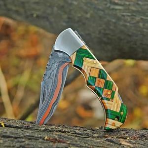 Cuchillo de Bolsillo Multifuncional Jexmoo de 8 Pulgadas, Hecho a Mano con Acero de Damasco de Grado Industrial, con Funda de Cuero, Regalo de Aniversario OEM - Product Image 4