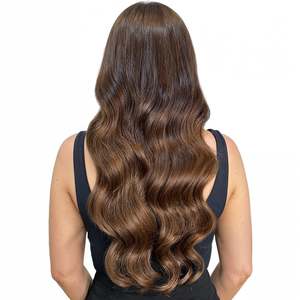 Genius Hand <b>Tied</b> Weft Hair Extensions 100% Remy Raw Hair Natural Straight #6 Medium <b>Brown</b> Super Double Drawn - Product Image 6