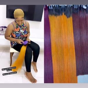 Perruque de cheveux humains, couleur orange noir ombré, faux cheveux humains, vierges, lisses, haute qualité, Extensions de cheveux - Product Image 5