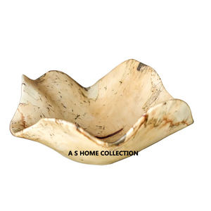 Set Of 3 Most Fancy Unique White Color <b>Enamel</b> Bowl Metal Gold Border Design With <b>Tray</b> Eco-Friendly For Sustainable Use - Product Image 3