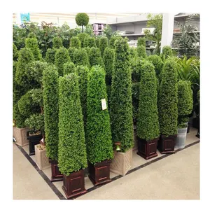 Ruopei Artificial Boxwood Topiary Ball Tree Set de 2 plantas en maceta de imitación con contenedores 3 plantas en forma de bola para la decoración del hogar