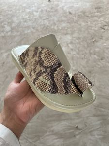 Men Leather <b>slippers</b> Handmade Snake Print - Product Image 3