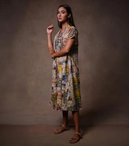 Vestido de Verano Indio hecho a mano para mujer, ropa de fiesta corta elegante, estampado Floral, algodón, dulce, Natural, perfecto, regalo de novia tejido - Product Image 5